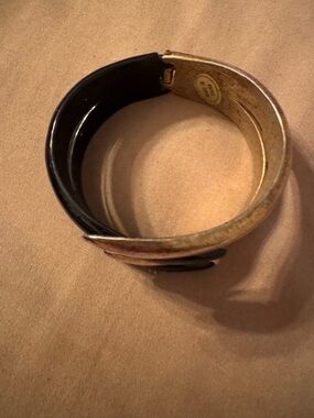 Black and Gold Hinged Cuff Bracelet